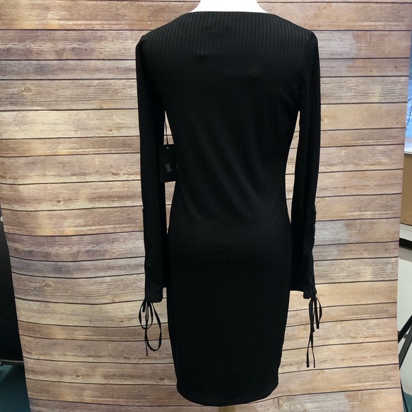 Vince Camuto Ribbed Dress with Lace-Up Sleeves - Picture 2 of 7